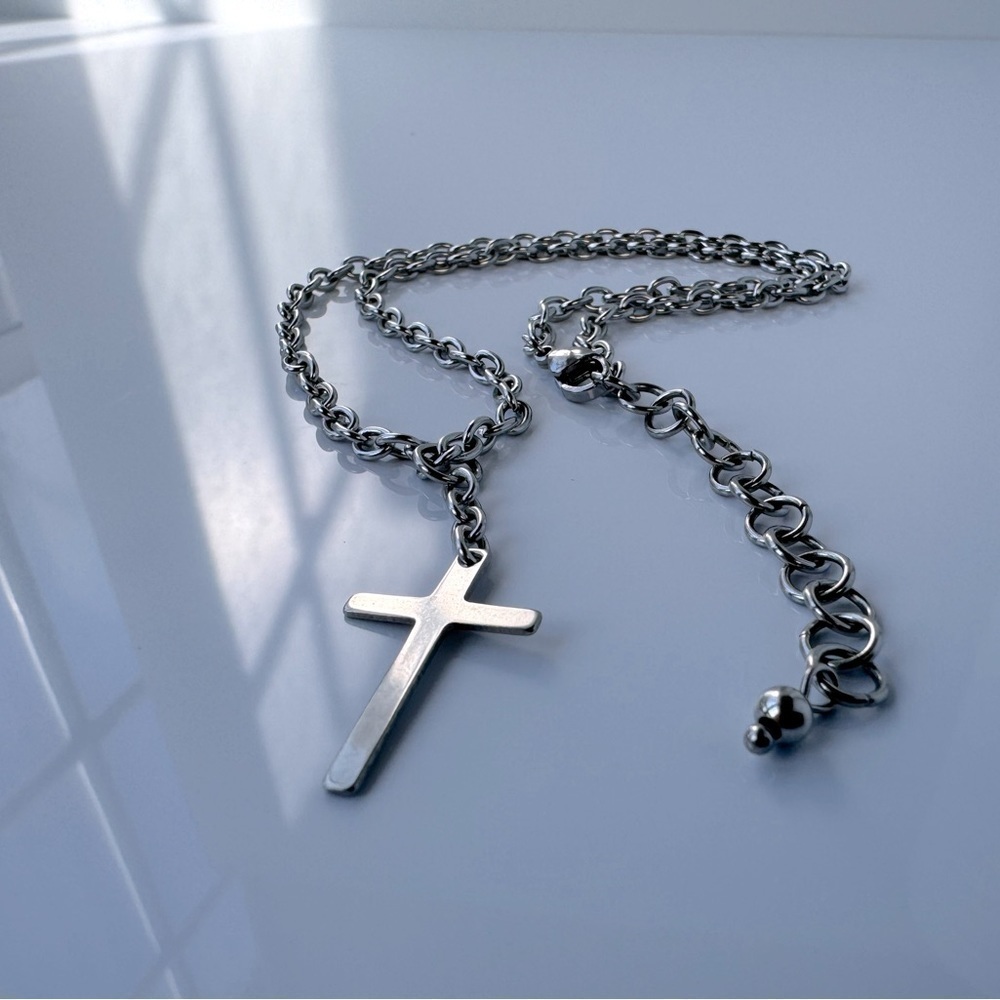 STAINLESS Steel Cross “Y” Necklace - Picture 2 of 10